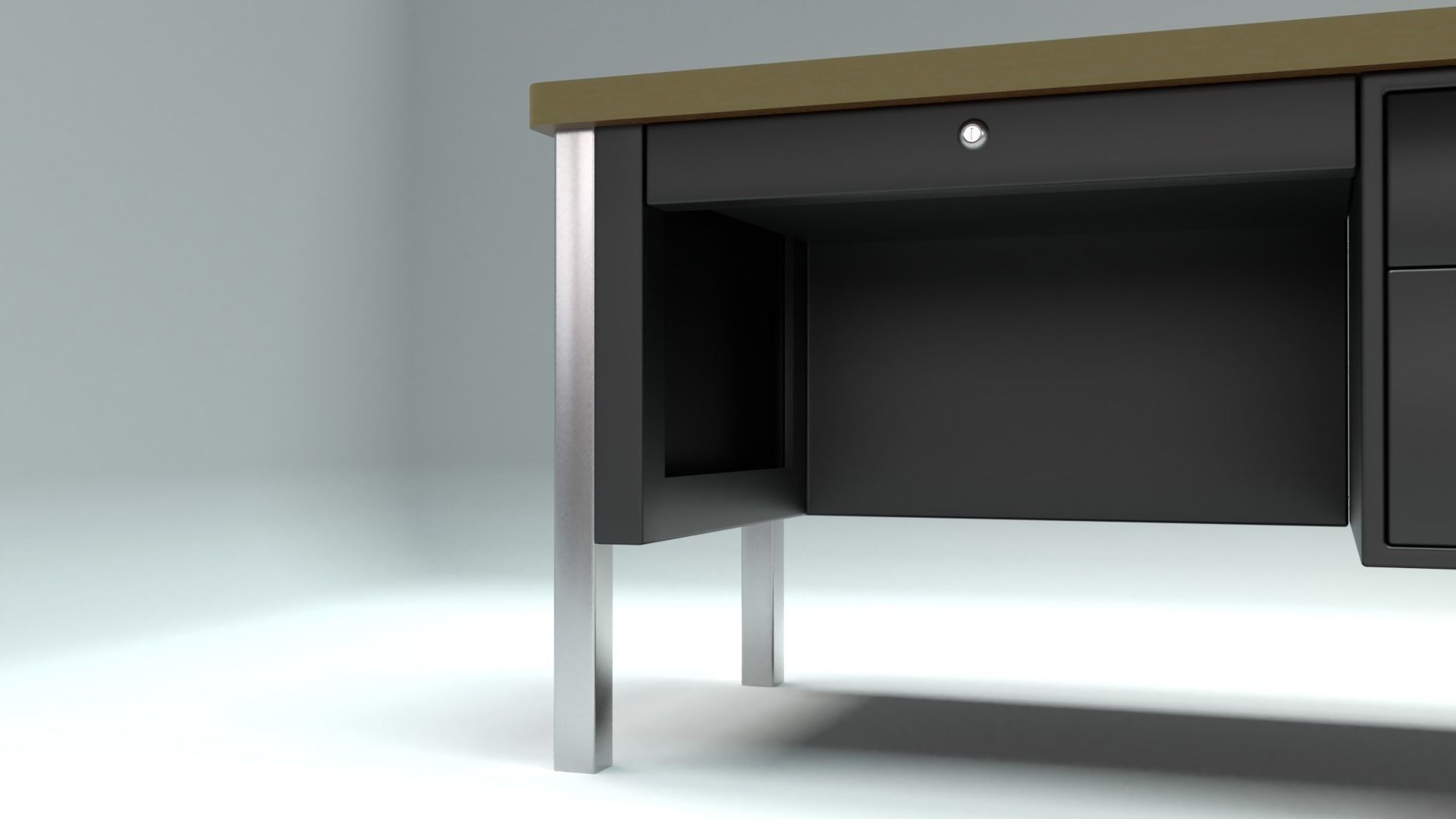 School Classroom Teachers Desk Low-poly 3D model_5