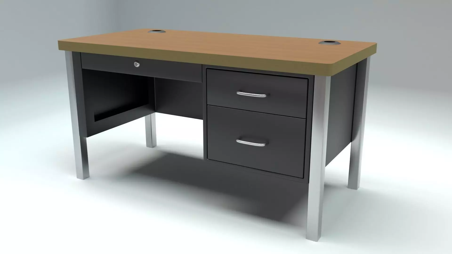 School Classroom Teachers Desk Low-poly 3D model_0