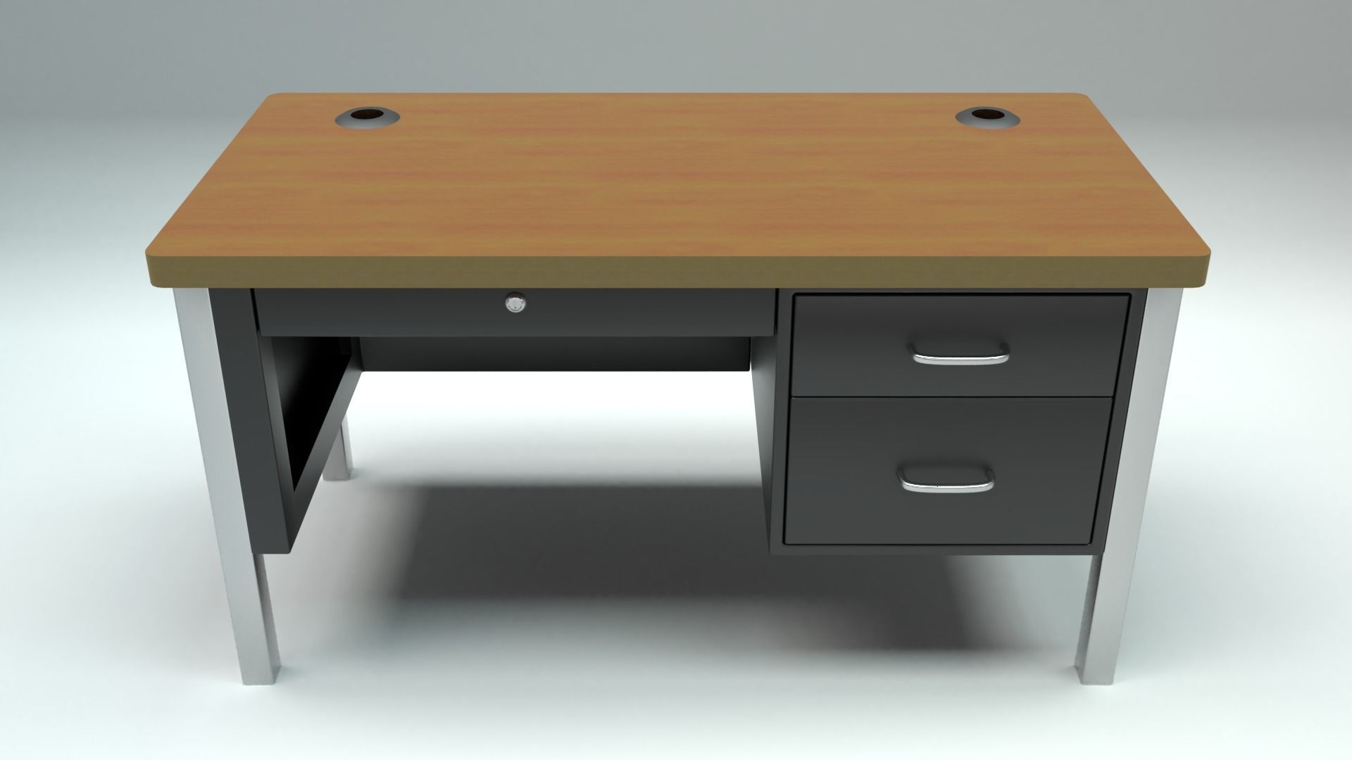 School Classroom Teachers Desk Low-poly 3D model_7