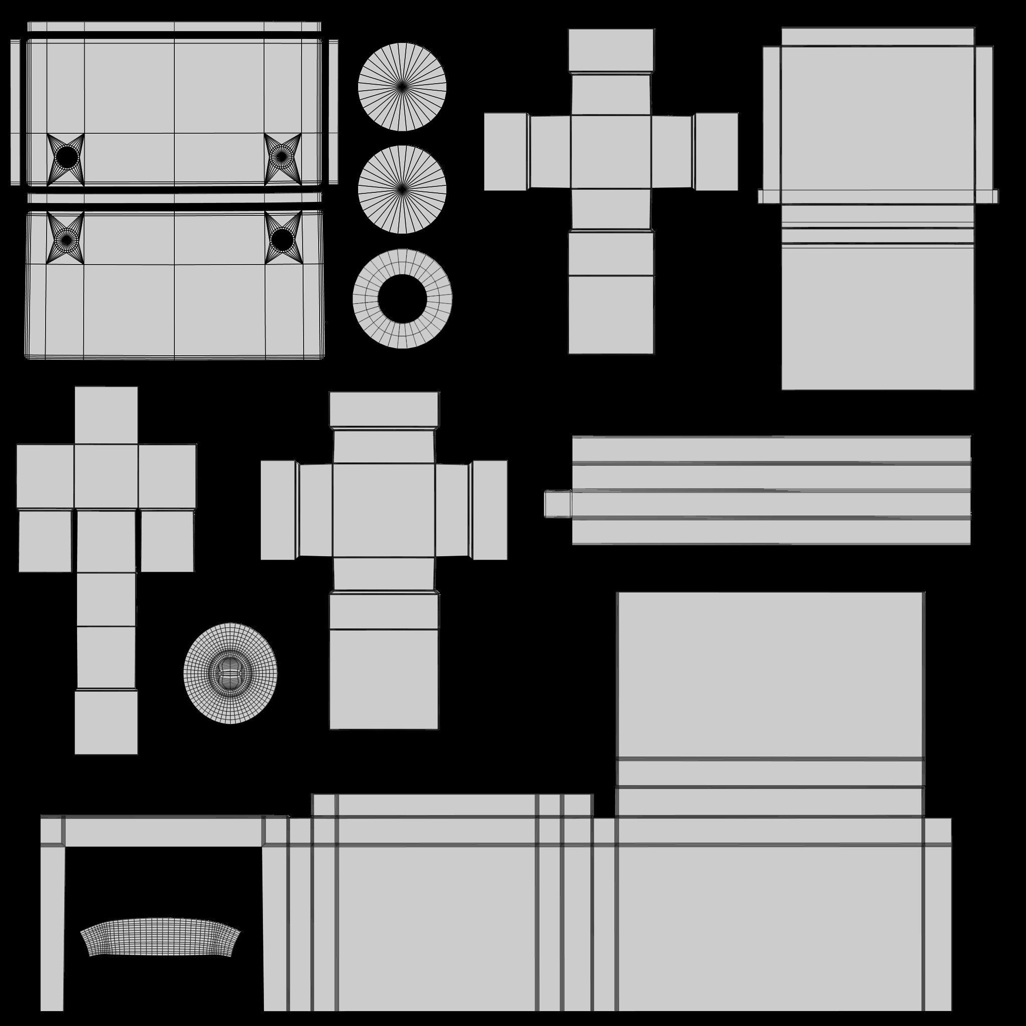 School Classroom Teachers Desk Low-poly 3D model_15