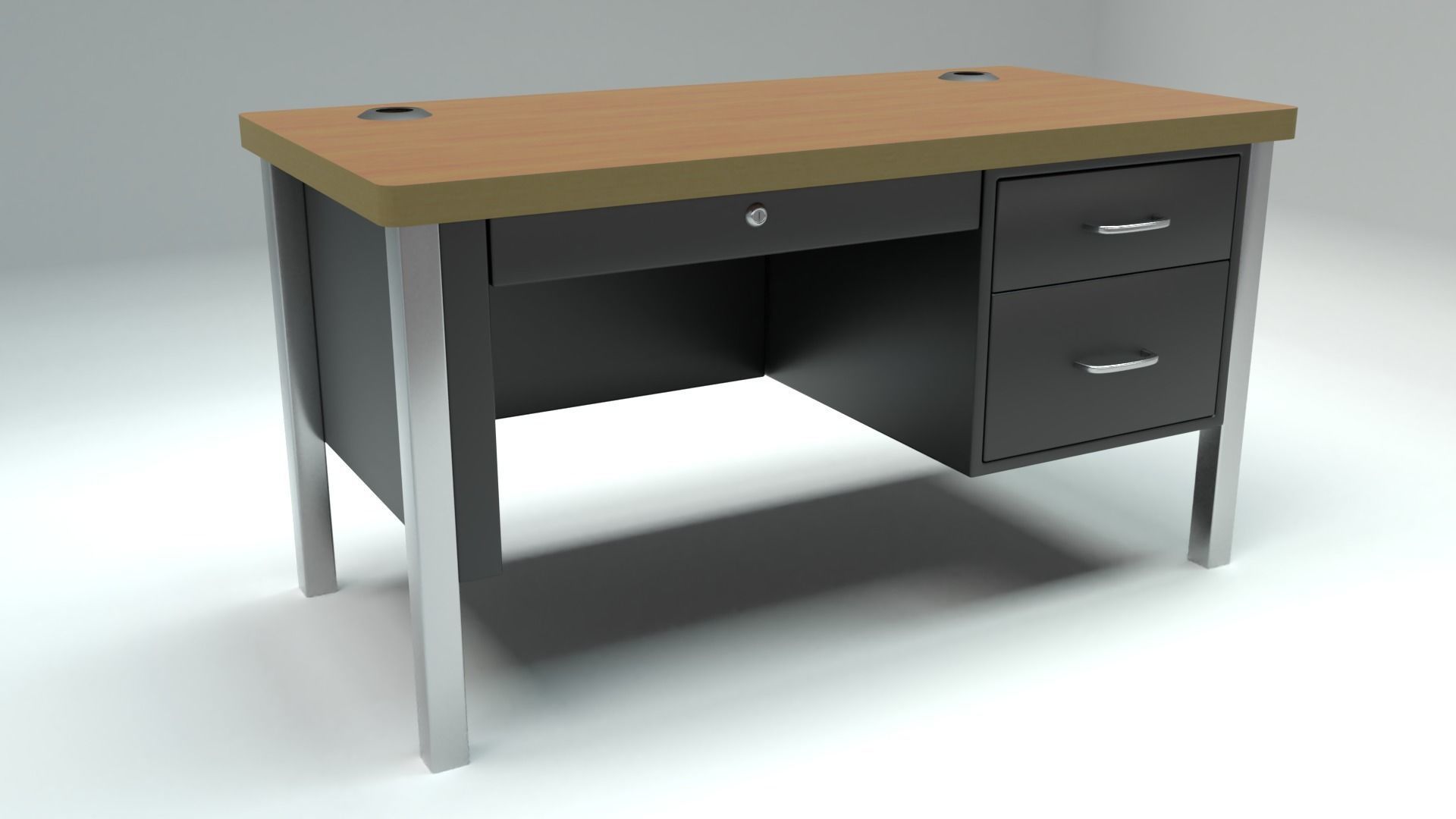 School Classroom Teachers Desk Low-poly 3D model_3