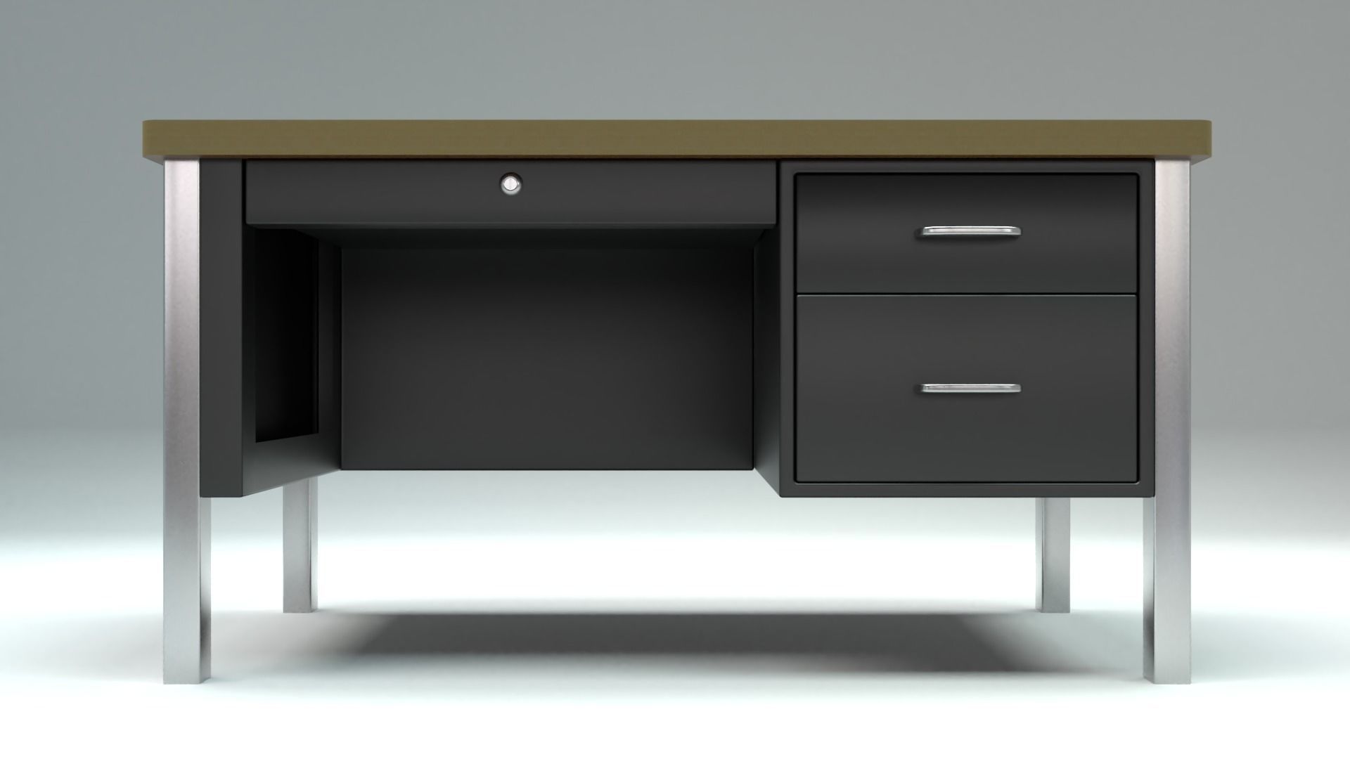School Classroom Teachers Desk Low-poly 3D model_2