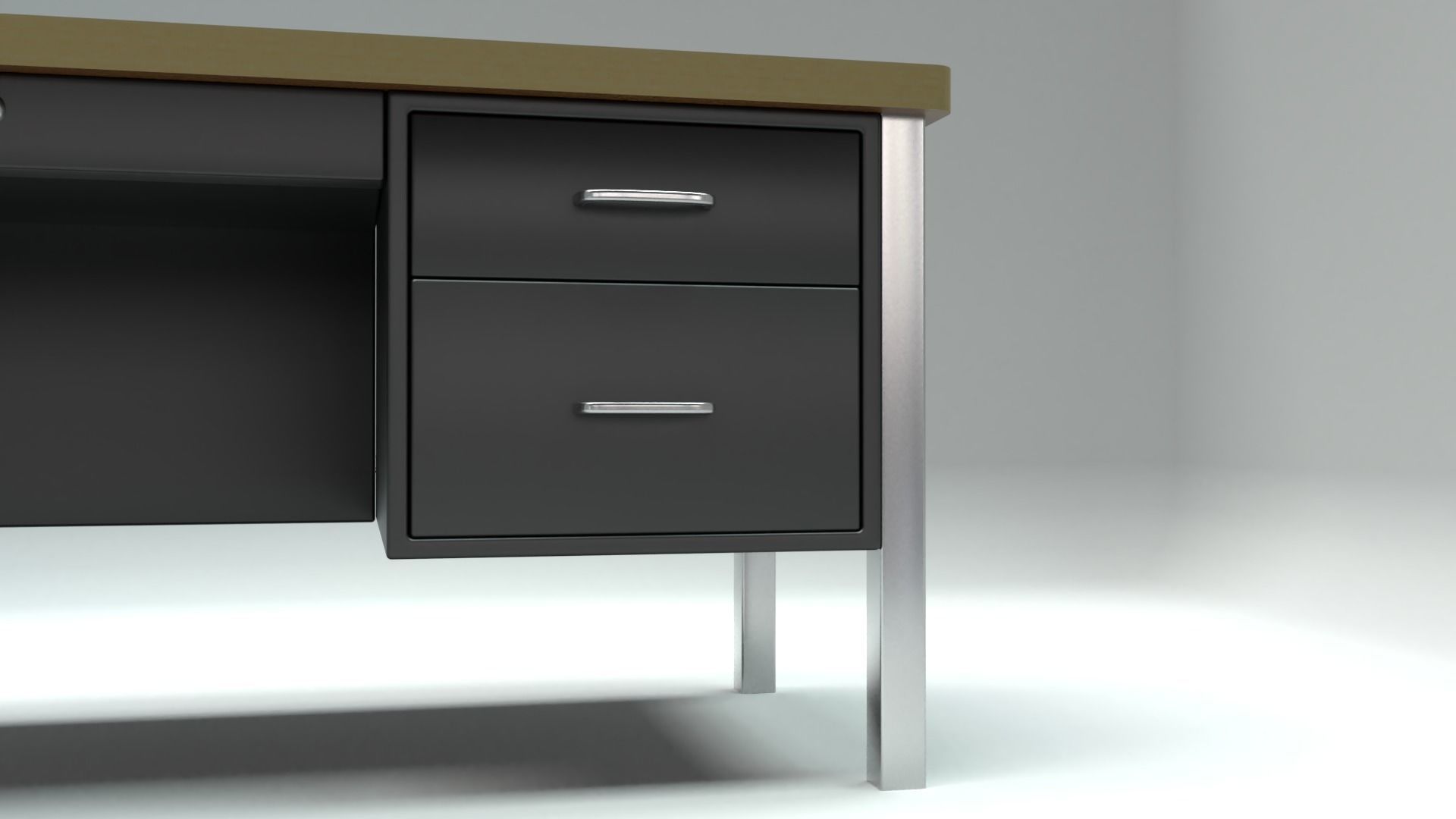 School Classroom Teachers Desk Low-poly 3D model_6