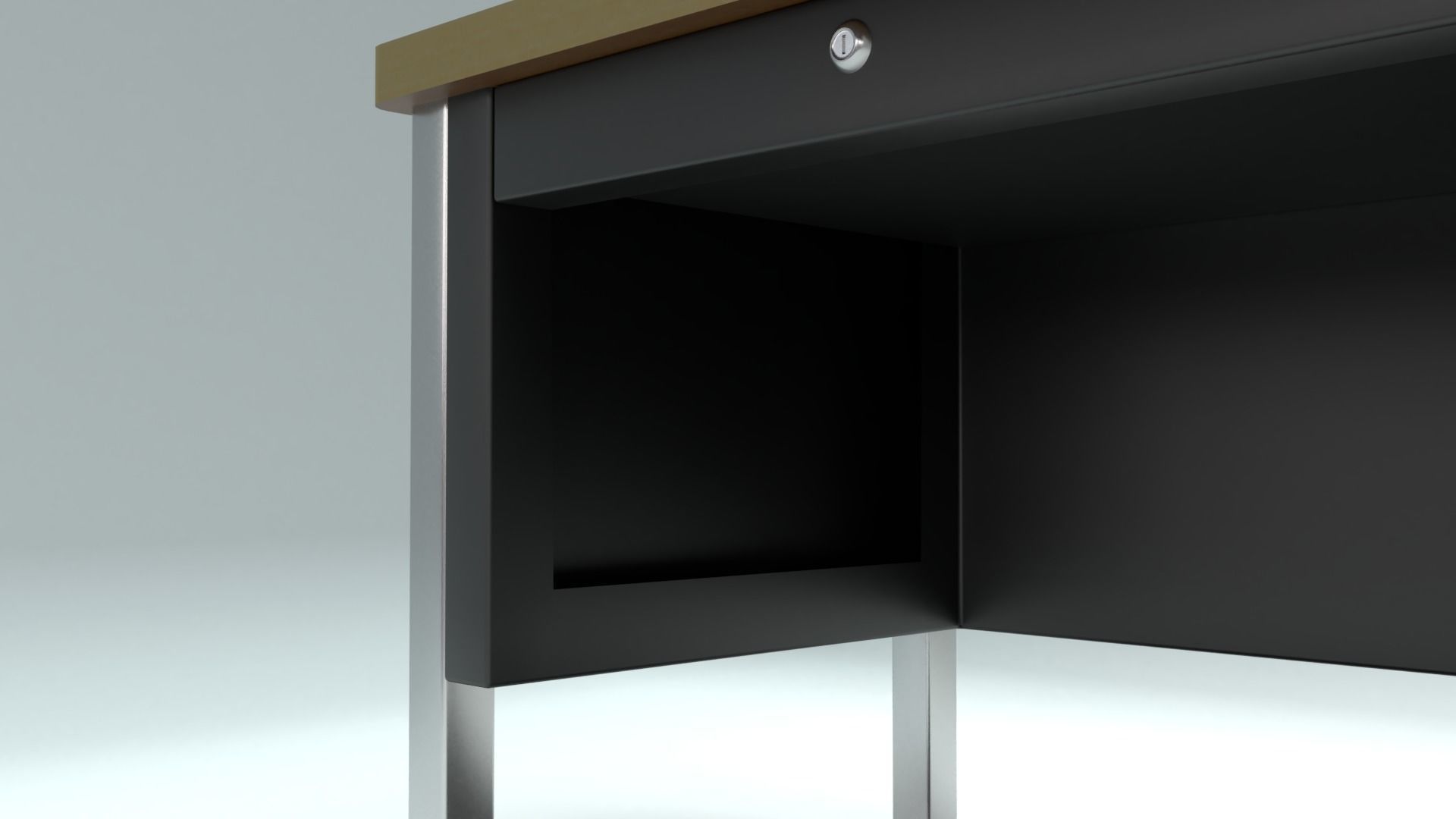 School Classroom Teachers Desk Low-poly 3D model_4