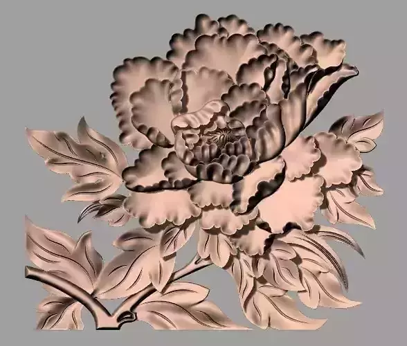 Bed door flower 3D relief STL model for CNC engraving E537