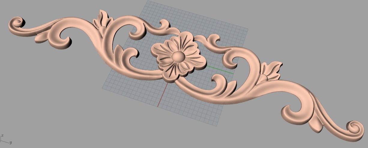 Bed door flower 3D relief STL model for CNC engraving E536 3D model_1
