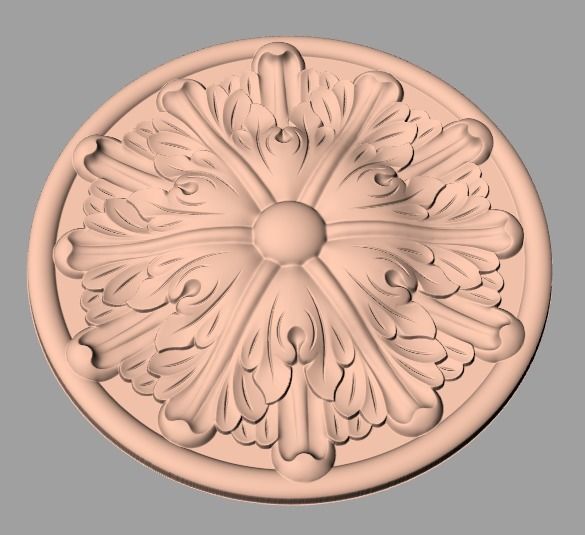 Bed door flower 3D relief STL model for CNC engraving E535 3D model_1