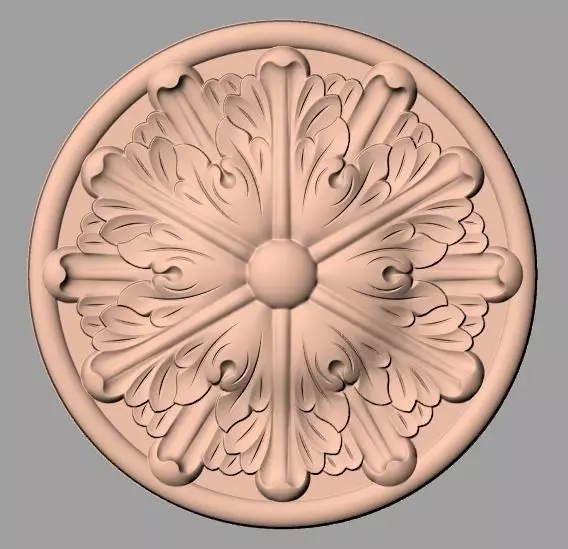 Bed door flower 3D relief STL model for CNC engraving E535 3D model_0