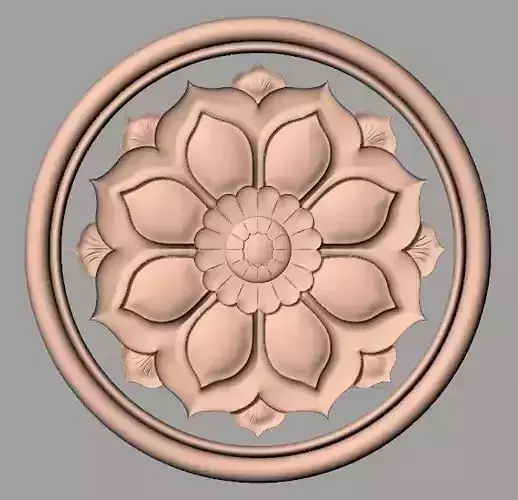 Bed door flower 3D relief STL model for CNC engraving E534