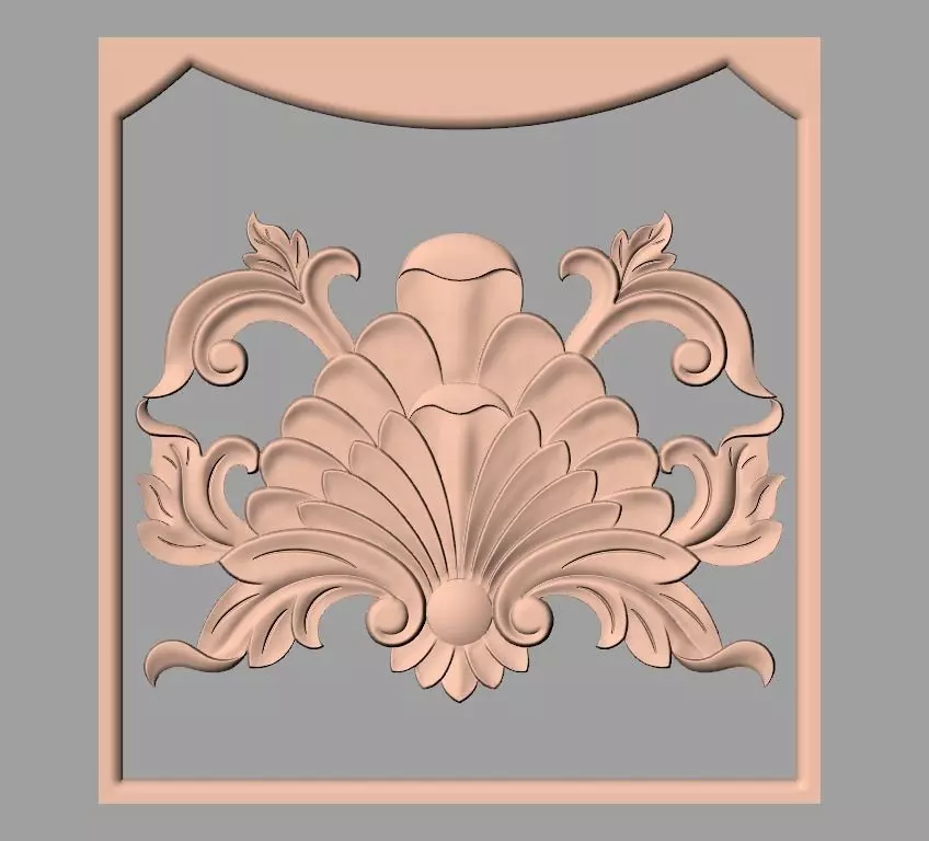 Bed door flower 3D relief STL model for CNC engraving E532 3D model_0