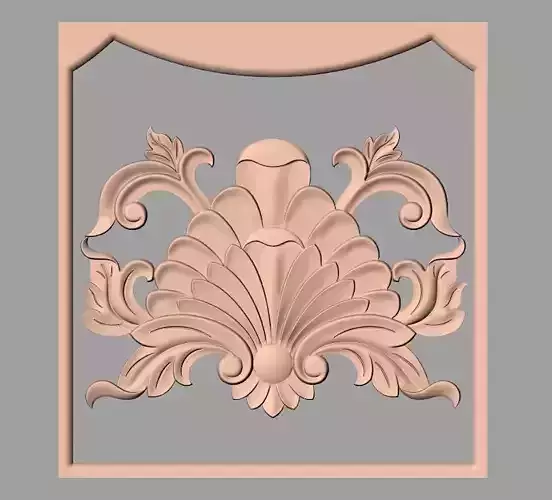 Bed door flower 3D relief STL model for CNC engraving E532