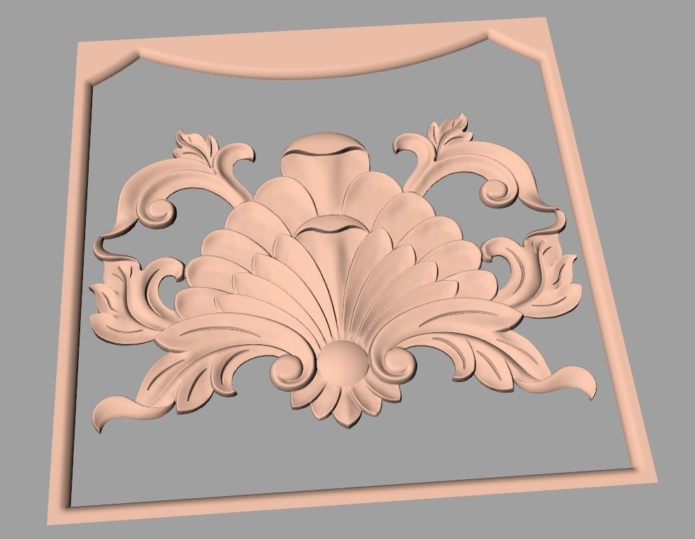 Bed door flower 3D relief STL model for CNC engraving E532 3D model_1