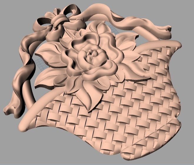 Bed door flower 3D relief STL model for CNC engraving E529 3D model_1