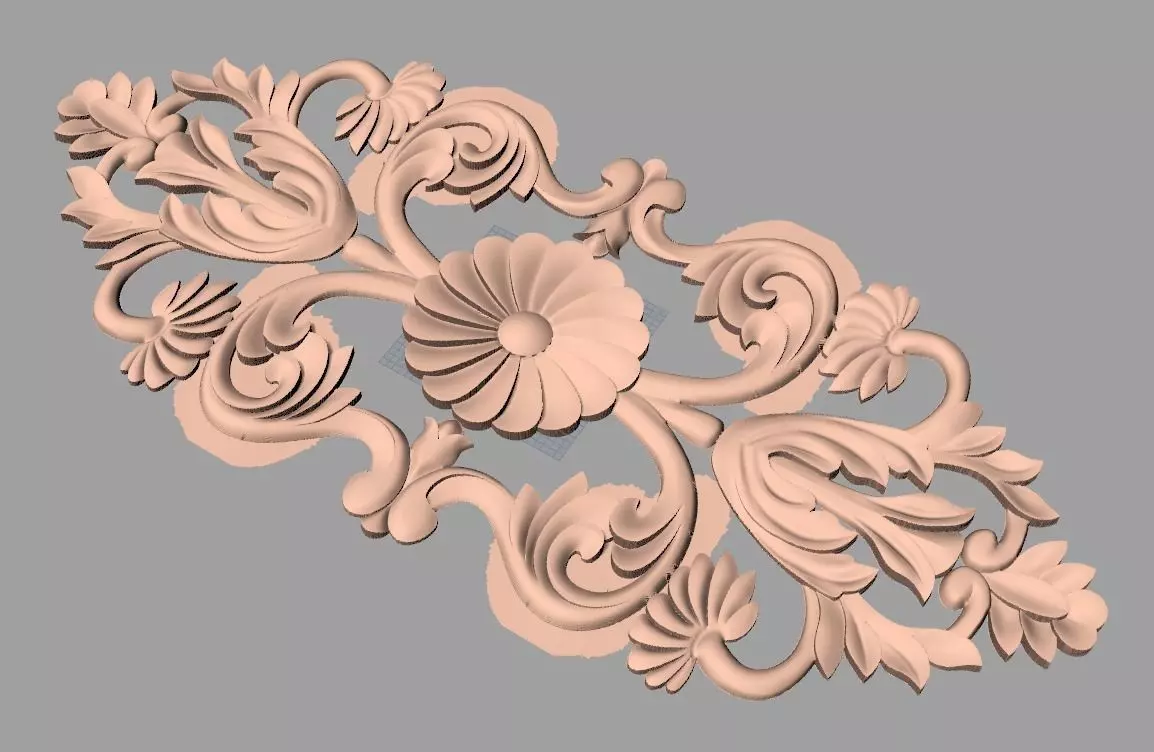 Bed door flower 3D relief STL model for CNC engraving E526 3D model_0
