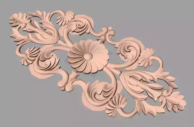 Bed door flower 3D relief STL model for CNC engraving E526