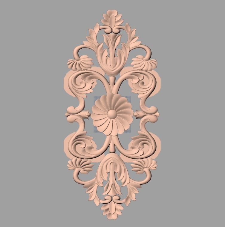 Bed door flower 3D relief STL model for CNC engraving E526 3D model_1