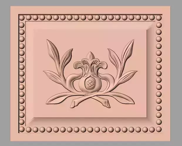 Bed door flower 3D relief STL model for CNC engraving E525