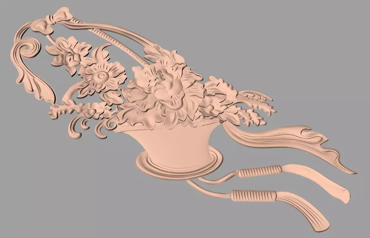 Bed door flower 3D relief STL model for CNC engraving E523 3D model_0