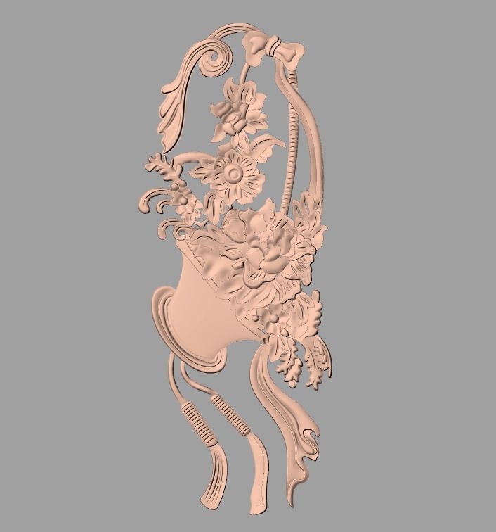 Bed door flower 3D relief STL model for CNC engraving E523 3D model_1