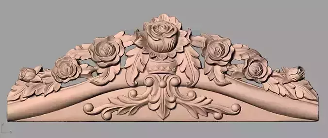 Bed door flower 3D relief STL model for CNC engraving E522