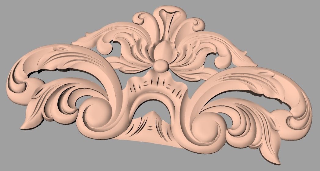 Bed door flower 3D relief STL model for CNC engraving E521 3D model_1