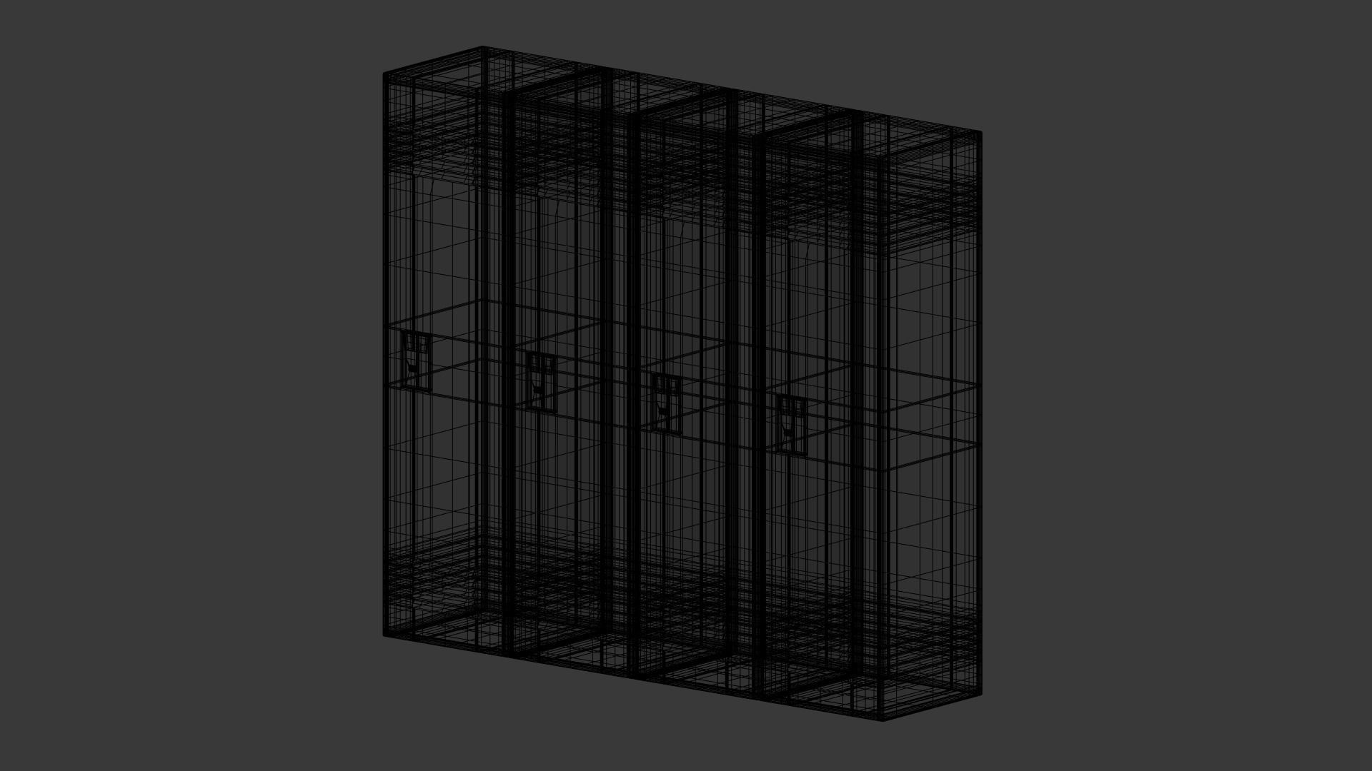 School Locker Set Low-poly 3D model_16