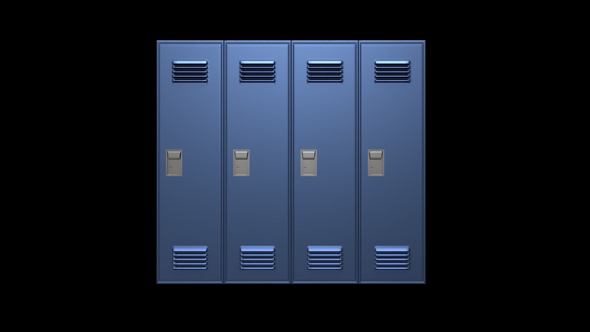School Locker Set Low-poly 3D model_3