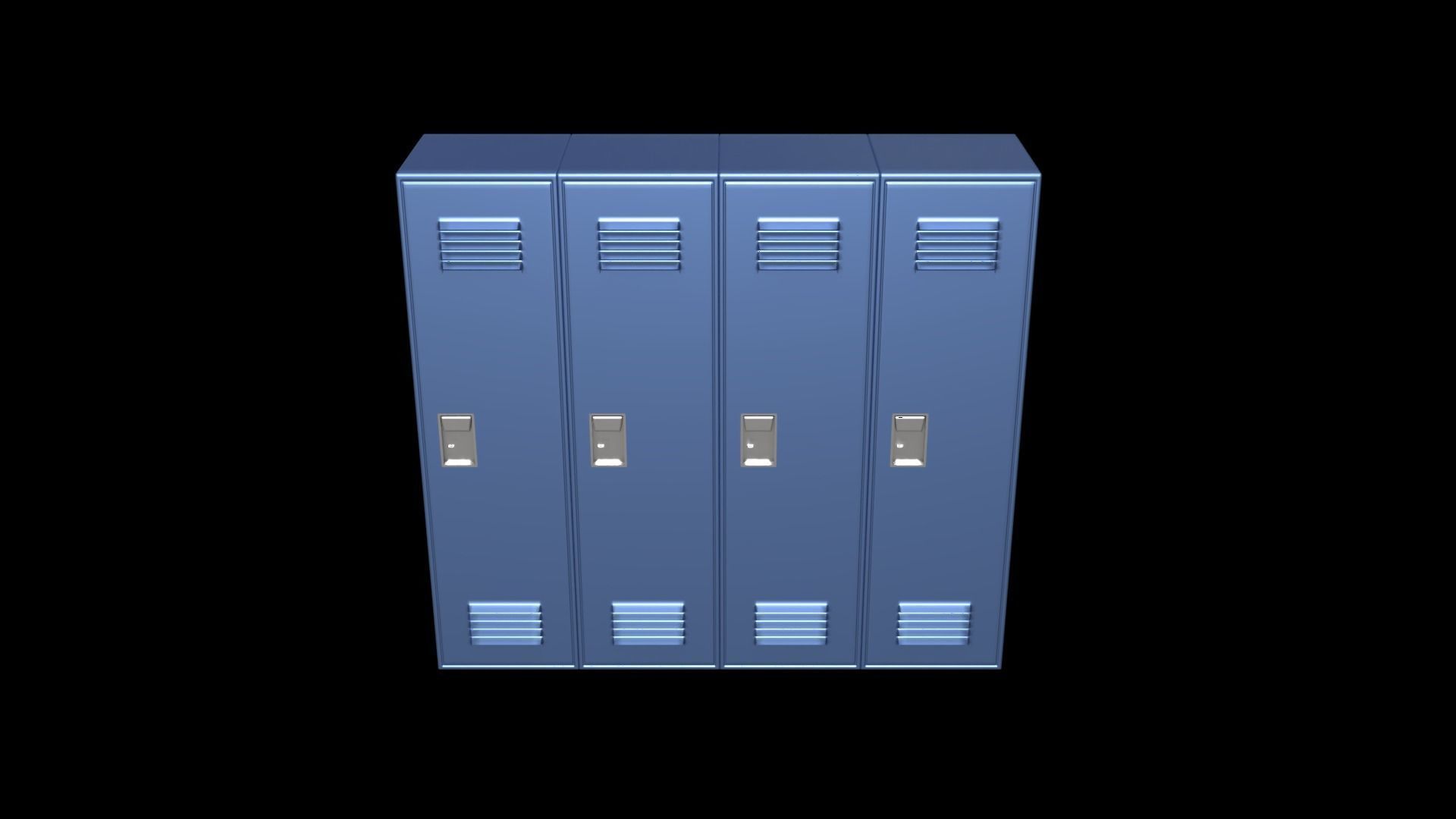 School Locker Set Low-poly 3D model_2