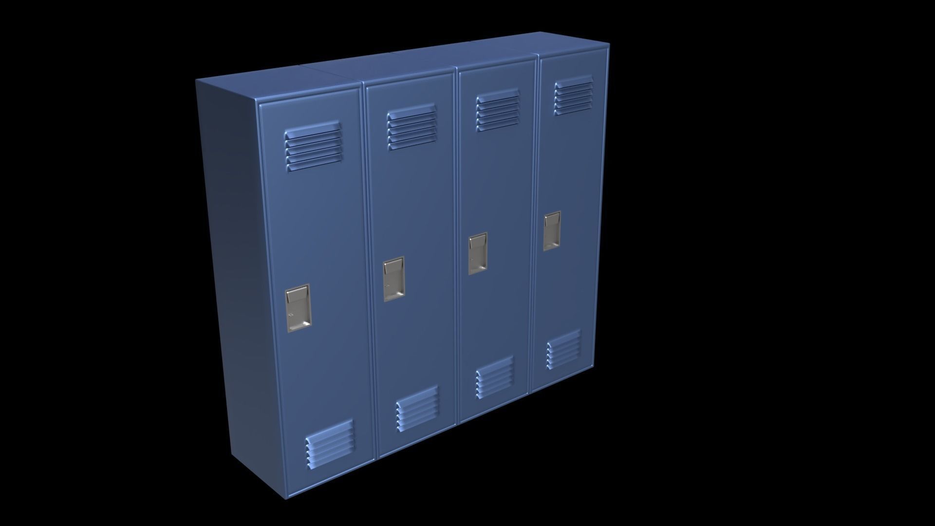 School Locker Set Low-poly 3D model_4