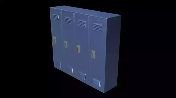 School Locker Set Low-poly 3D model