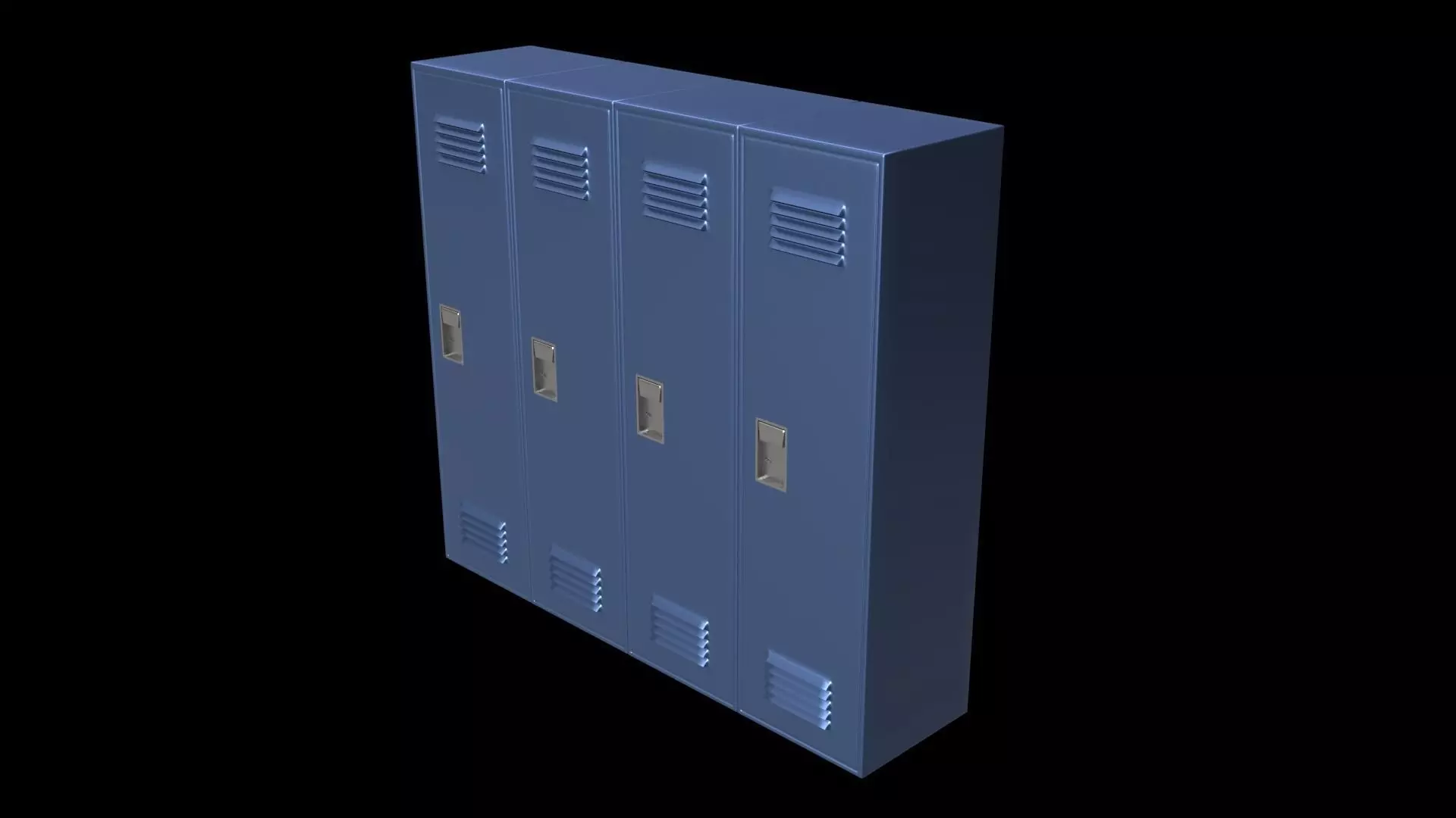 School Locker Set Low-poly 3D model_0