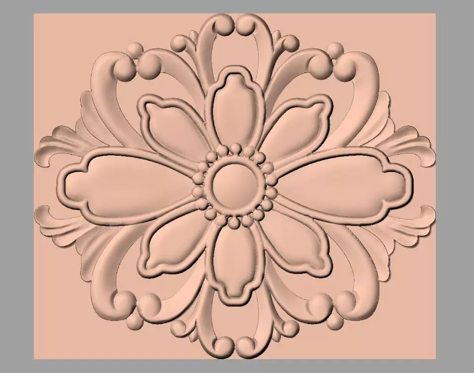 Bed door flower 3D relief STL model for CNC engraving E518 3D model_0