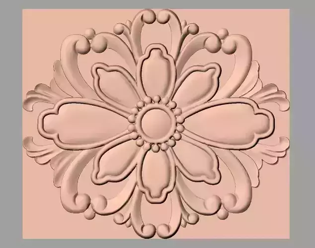 Bed door flower 3D relief STL model for CNC engraving E518
