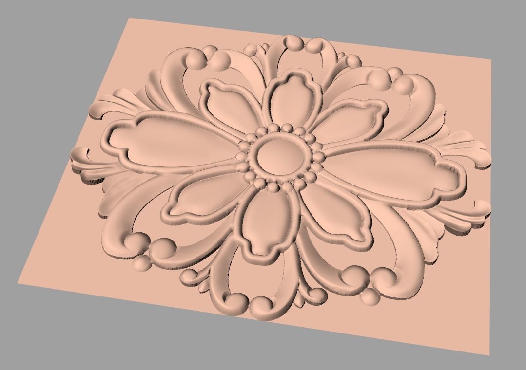 Bed door flower 3D relief STL model for CNC engraving E518 3D model_1