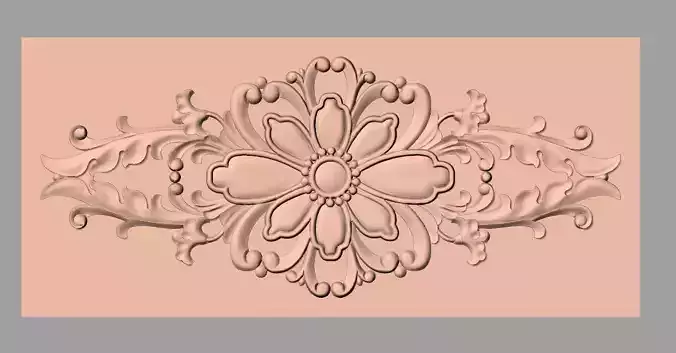 Bed door flower 3D relief STL model for CNC engraving E517
