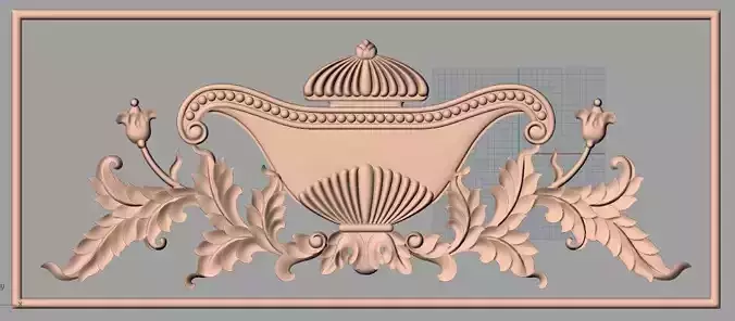 Bed door flower 3D relief STL model for CNC engraving E515