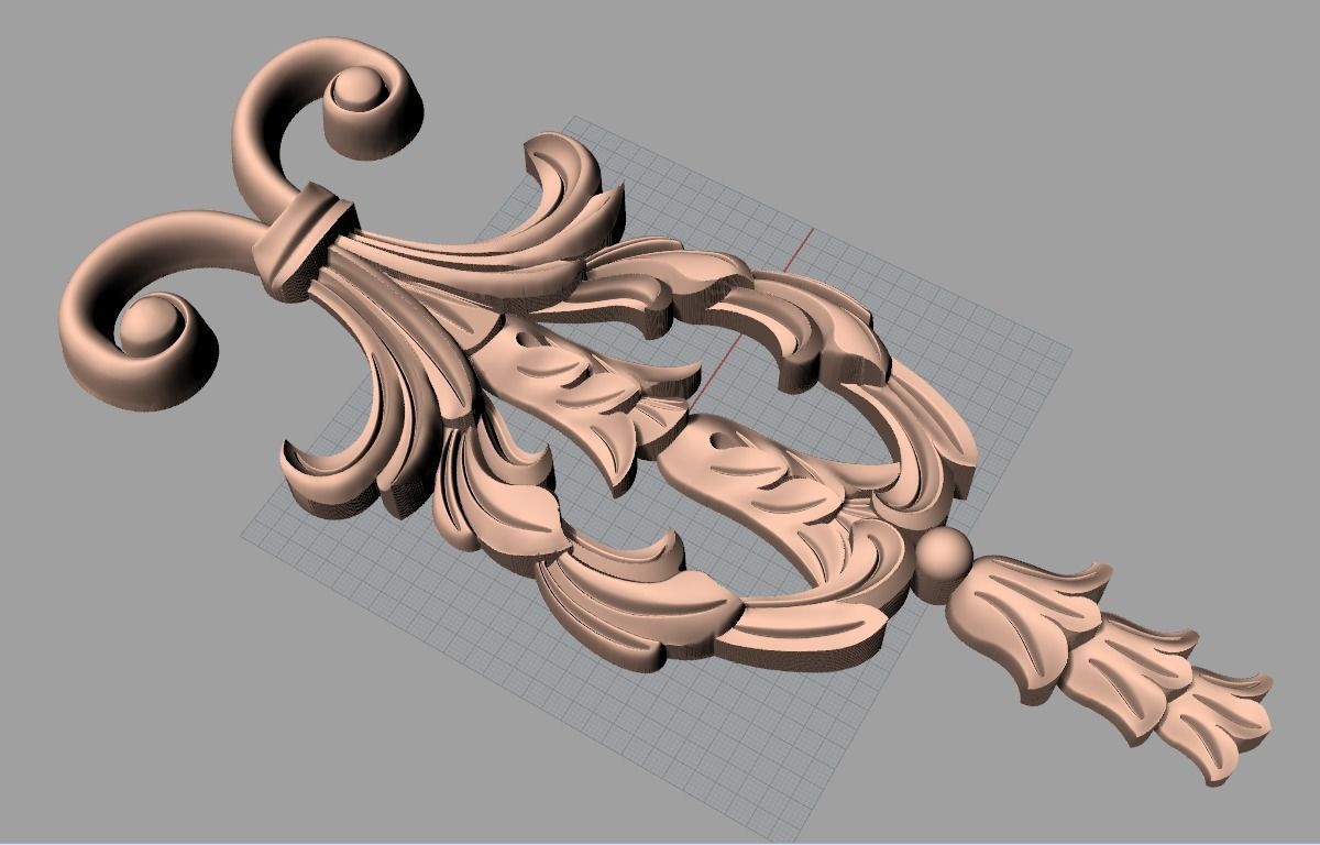 Bed door flower 3D relief STL model for CNC engraving E509 3D model_1