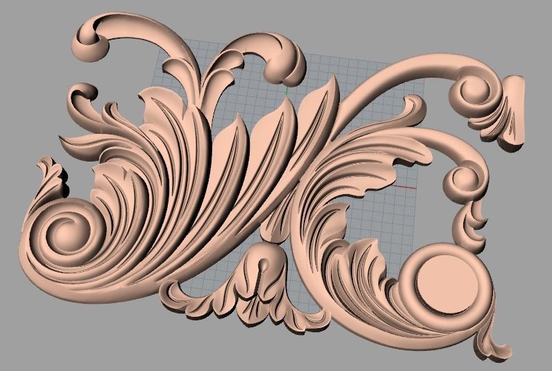 Bed door flower 3D relief STL model for CNC engraving E508 3D model_1
