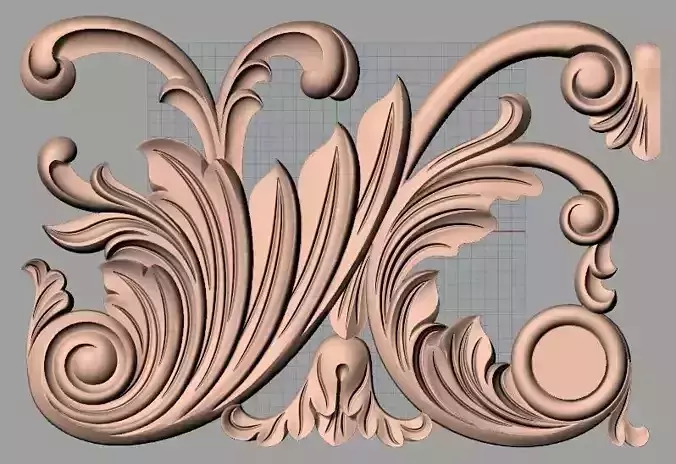 Bed door flower 3D relief STL model for CNC engraving E508