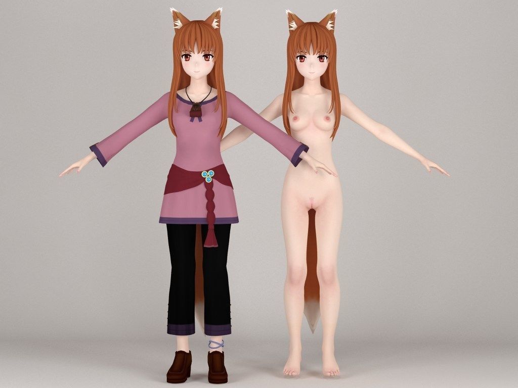 T pose nonrigged model of Horo anime girl 3D model_3