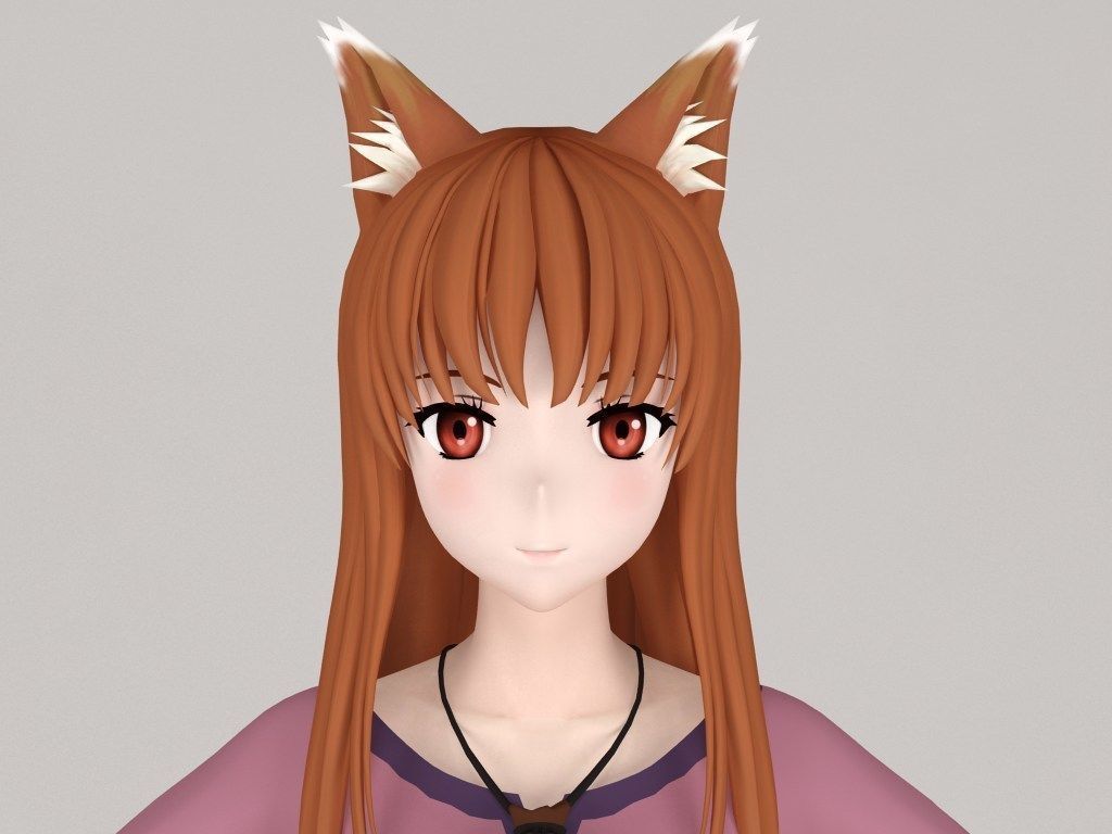 T pose nonrigged model of Horo anime girl 3D model_1