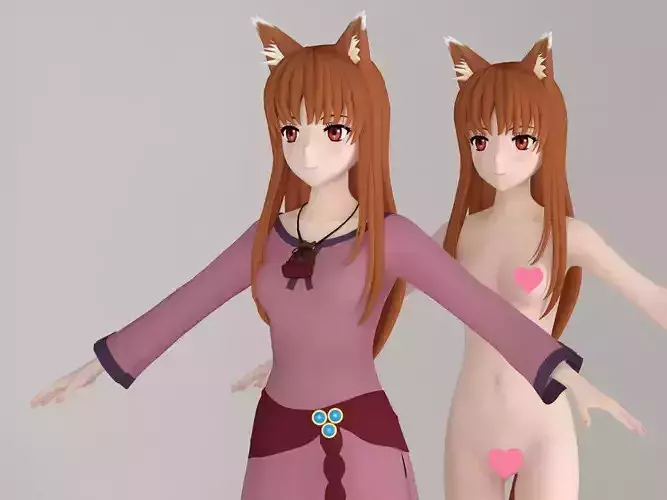 T pose nonrigged model of Horo anime girl 3D model