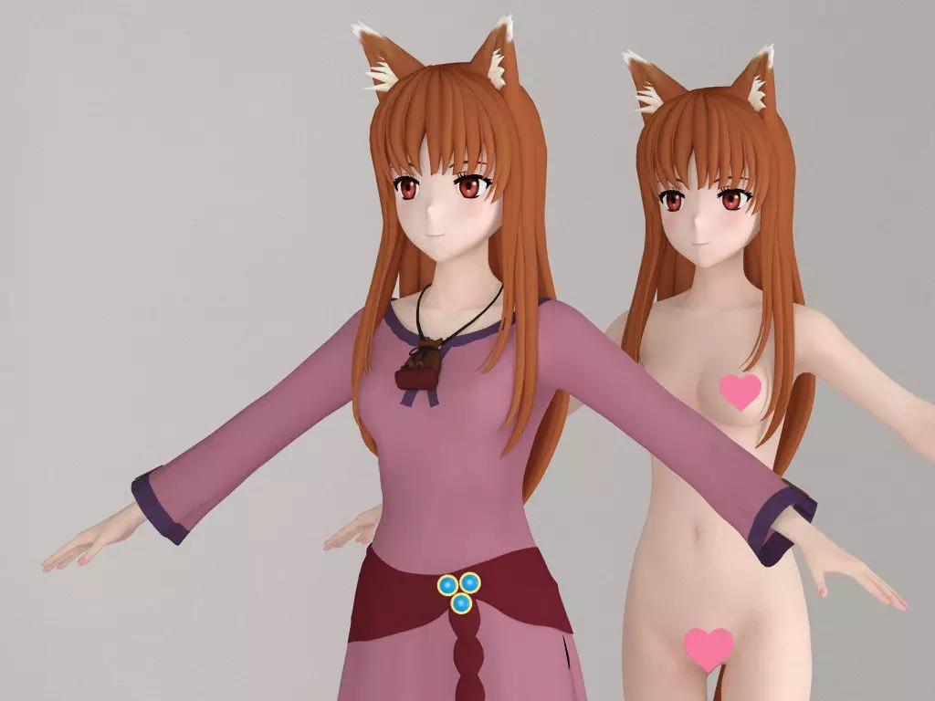 T pose nonrigged model of Horo anime girl 3D model_0