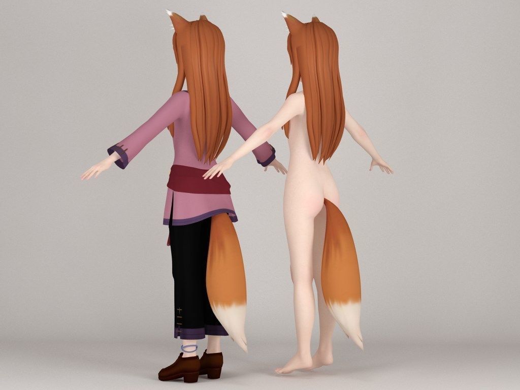 T pose nonrigged model of Horo anime girl 3D model_6