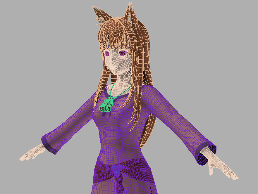T pose nonrigged model of Horo anime girl 3D model_7