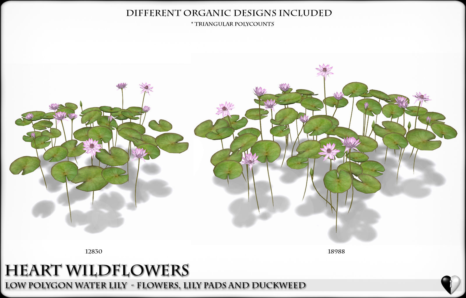 Low Polygon 3D Water lilies for Games and Visualisation Low-poly 3D model_6