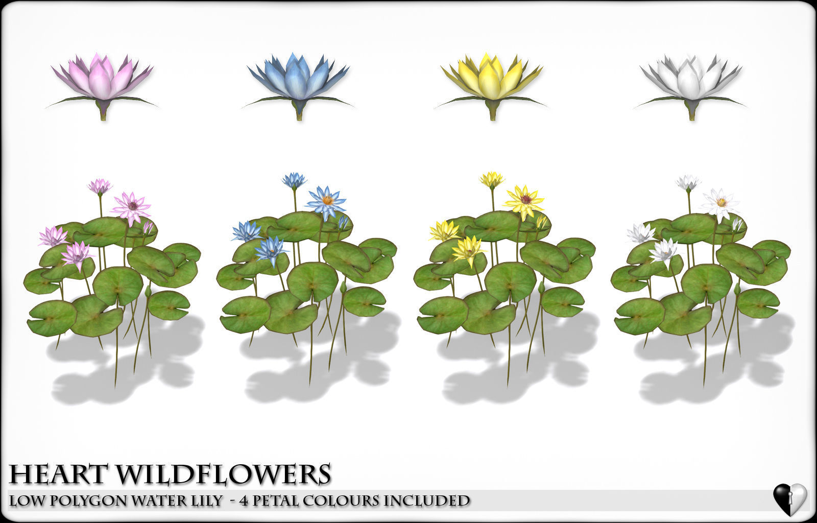 Low Polygon 3D Water lilies for Games and Visualisation Low-poly 3D model_11