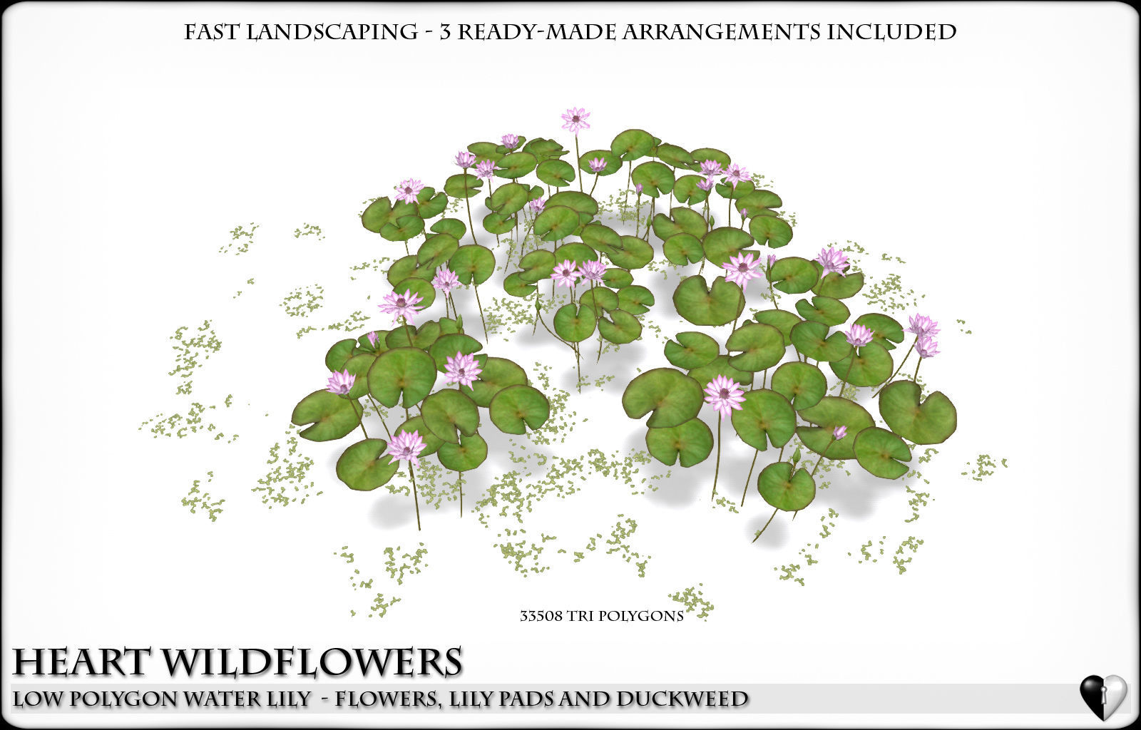 Low Polygon 3D Water lilies for Games and Visualisation Low-poly 3D model_7