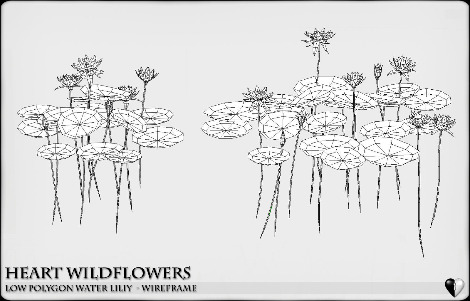 Low Polygon 3D Water lilies for Games and Visualisation Low-poly 3D model_12
