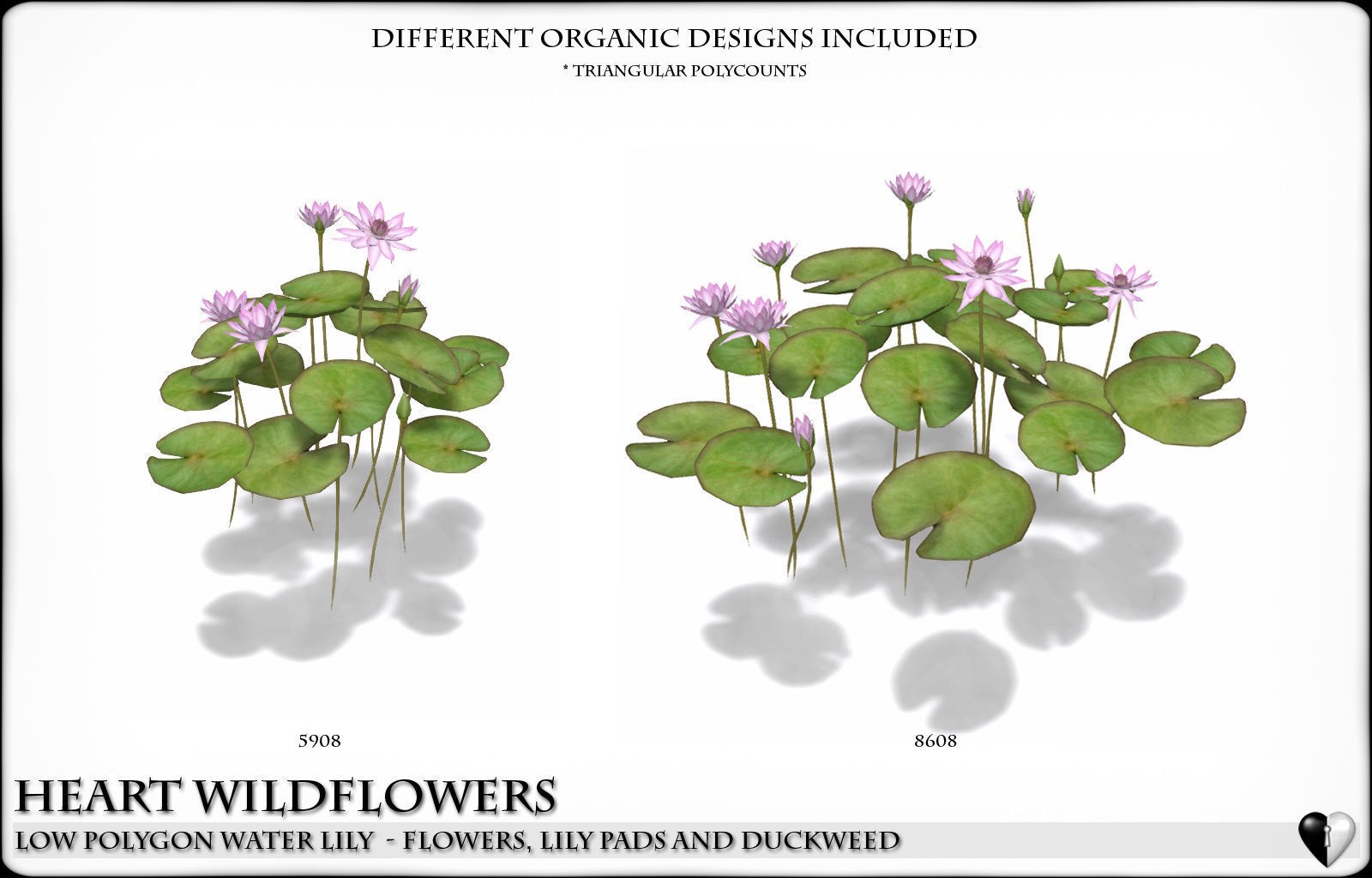 Low Polygon 3D Water lilies for Games and Visualisation Low-poly 3D model_5